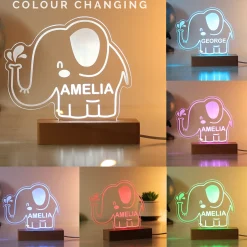Hot Personalised Elephant Wooden Based LED Light Kids Personalised Canvas & Wall Art|Photo Prints & Wall Art
