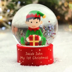 Personalised Elf Glitter Snow Globe Kids Personalised Jewellery And Keepsakes|Jewellery & Keepsakes