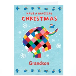 Card Factory Personalised Elmer The Elephant Christmas Card - Magical