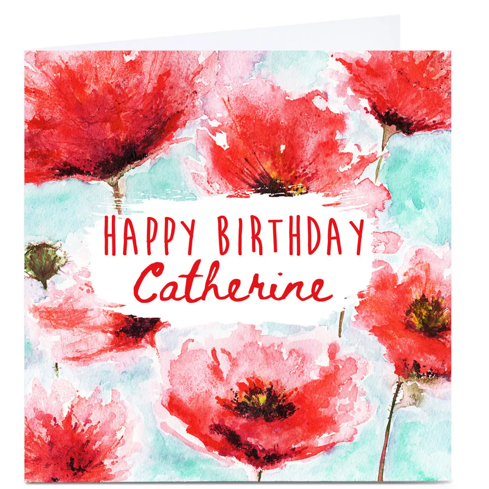 Card Factory Personalised Emma Isaacs Birthday Card - Watercolour Poppies