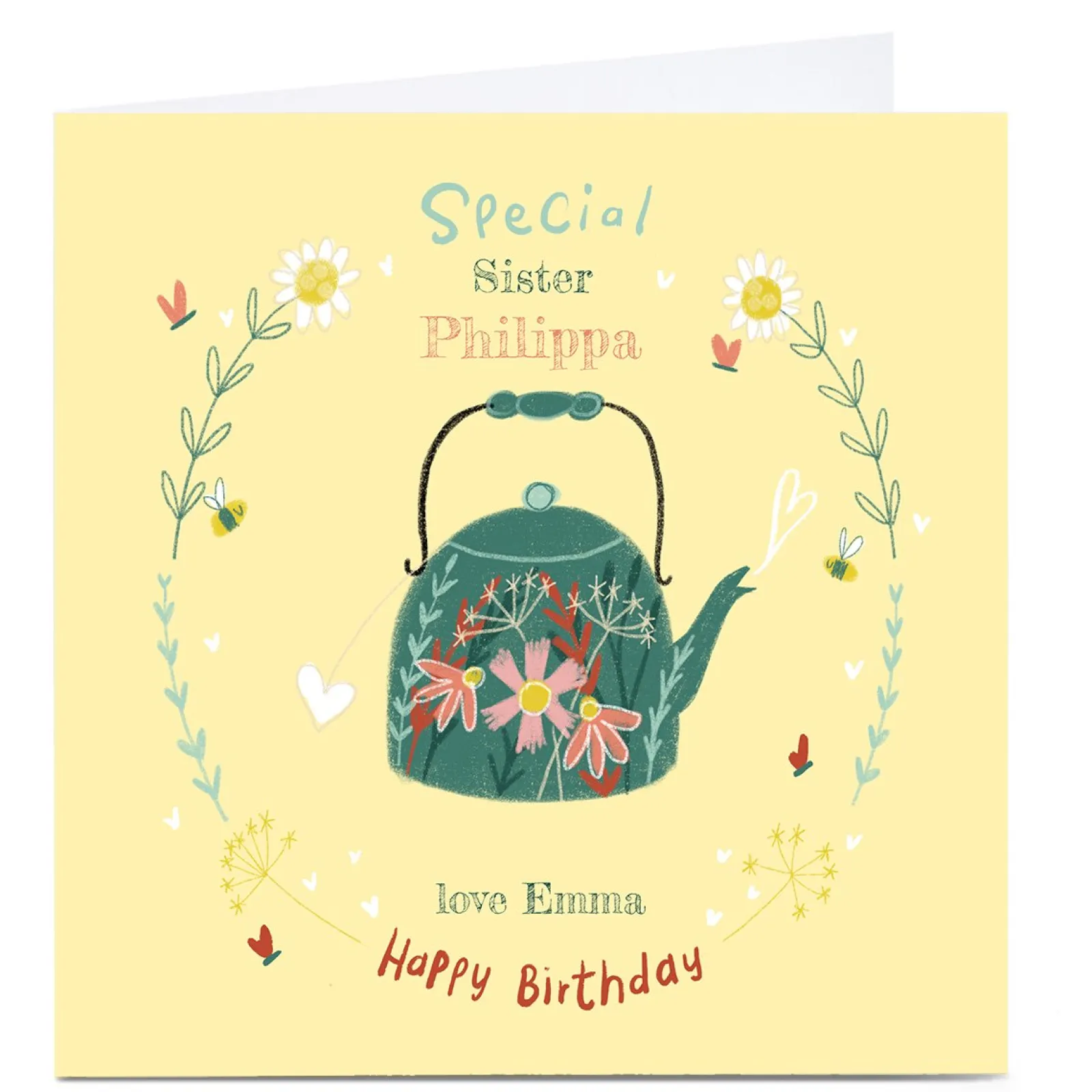 Kids Card Factory Personalised Emma Valenghi Birthday Card - Tea Pot