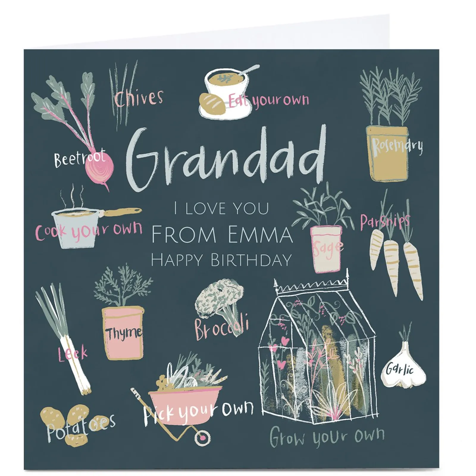 Clearance Personalised Emma Valenghi Birthday Card - Grandad For Grandad|Birthday