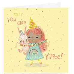 Hot Personalised Emma Valenghi Birthday Card - Yippee! Editable Age Kids For Sister|For Niece