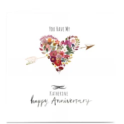 Clearance Personalised Emma Valenghi Anniversary Card - Heart Anniversary