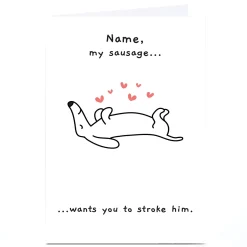 Card Factory Personalised Emo Rescue Valentine's Day Card - My Sausage, Any Name