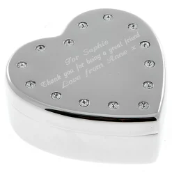 Card Factory Personalised Engraved Diamante Heart-Shaped Jewellery Box