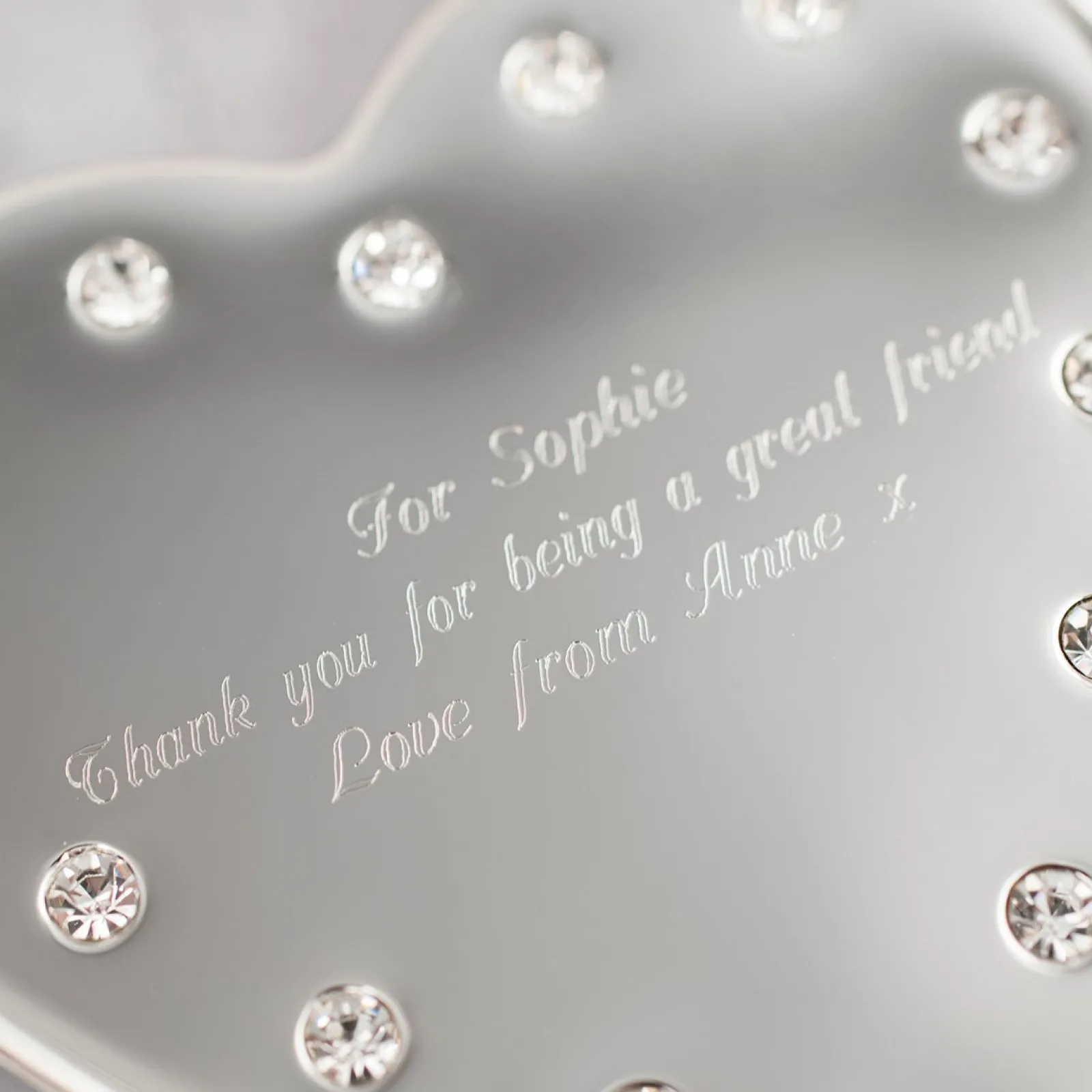 Card Factory Personalised Engraved Diamante Heart-Shaped Jewellery Box