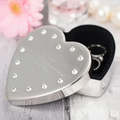 Card Factory Personalised Engraved Diamante Heart-Shaped Jewellery Box