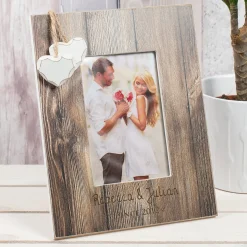 Card Factory Personalised Engraved Distressed Wood Photo Frame - Couples