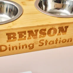 Card Factory Personalised Engraved Double Pet Bowl - Paw Printed Dining Station