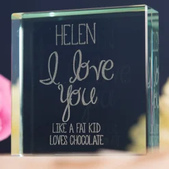 Card Factory Personalised Engraved Glass Token - I Love You, Any Message