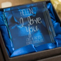 Card Factory Personalised Engraved Glass Token - I Love You, Any Message