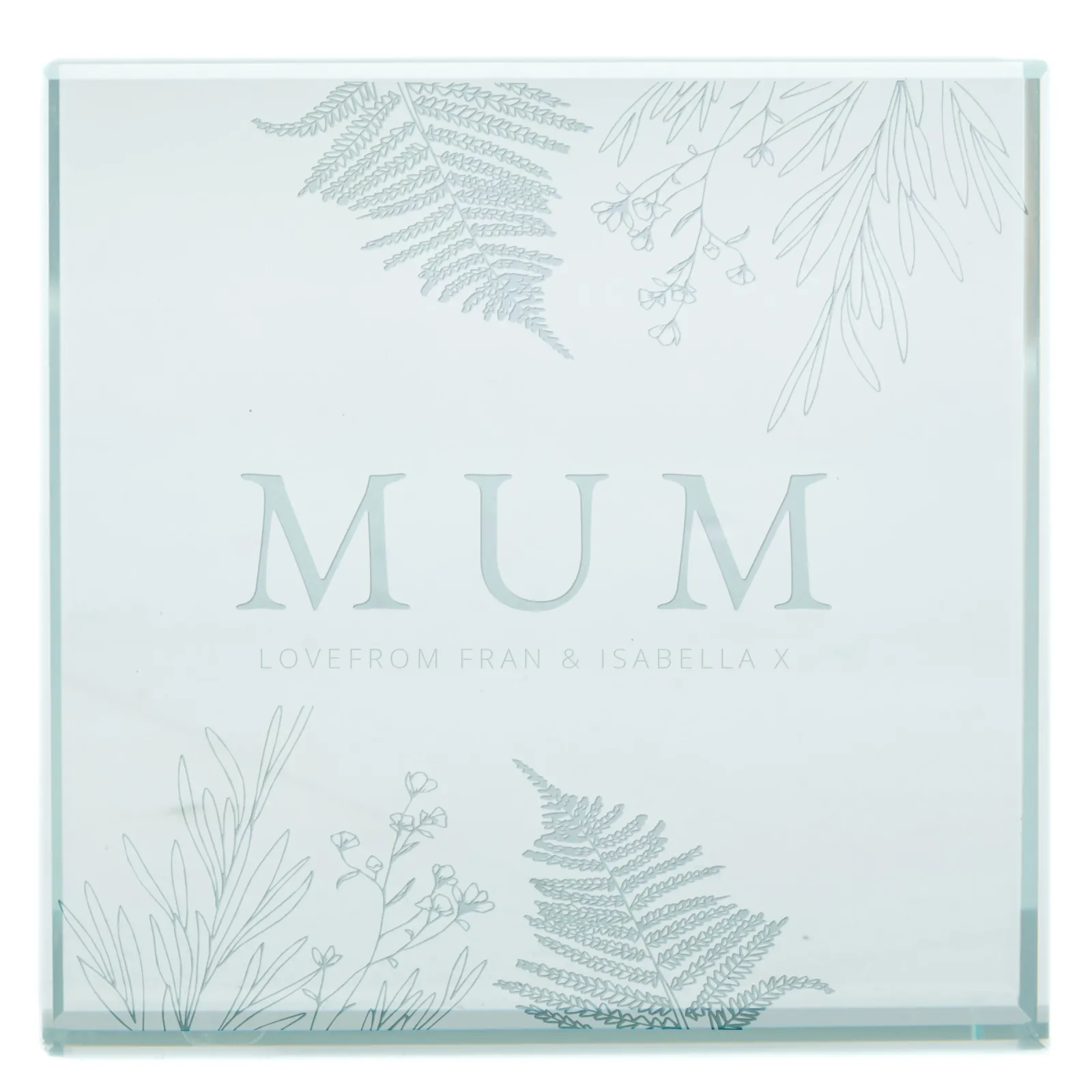 Card Factory Personalised Engraved Glass Token - Floral