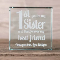 Card Factory Personalised Engraved Glass Token - 1st You're My Sister, Forever Best Friend
