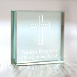 Sale Personalised Engraved Glass Token - Baby's Christening Personalised Jewellery And Keepsakes|Personalised Engraved Gifts