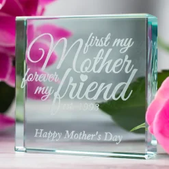 Online Personalised Engraved Glass Token - First My Mother... Personalised Jewellery And Keepsakes|Personalised Engraved Gifts