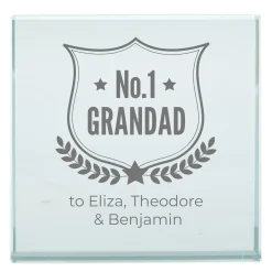 Hot Personalised Engraved Glass Token - No. 1 Grandad Personalised Engraved Gifts|Glassware