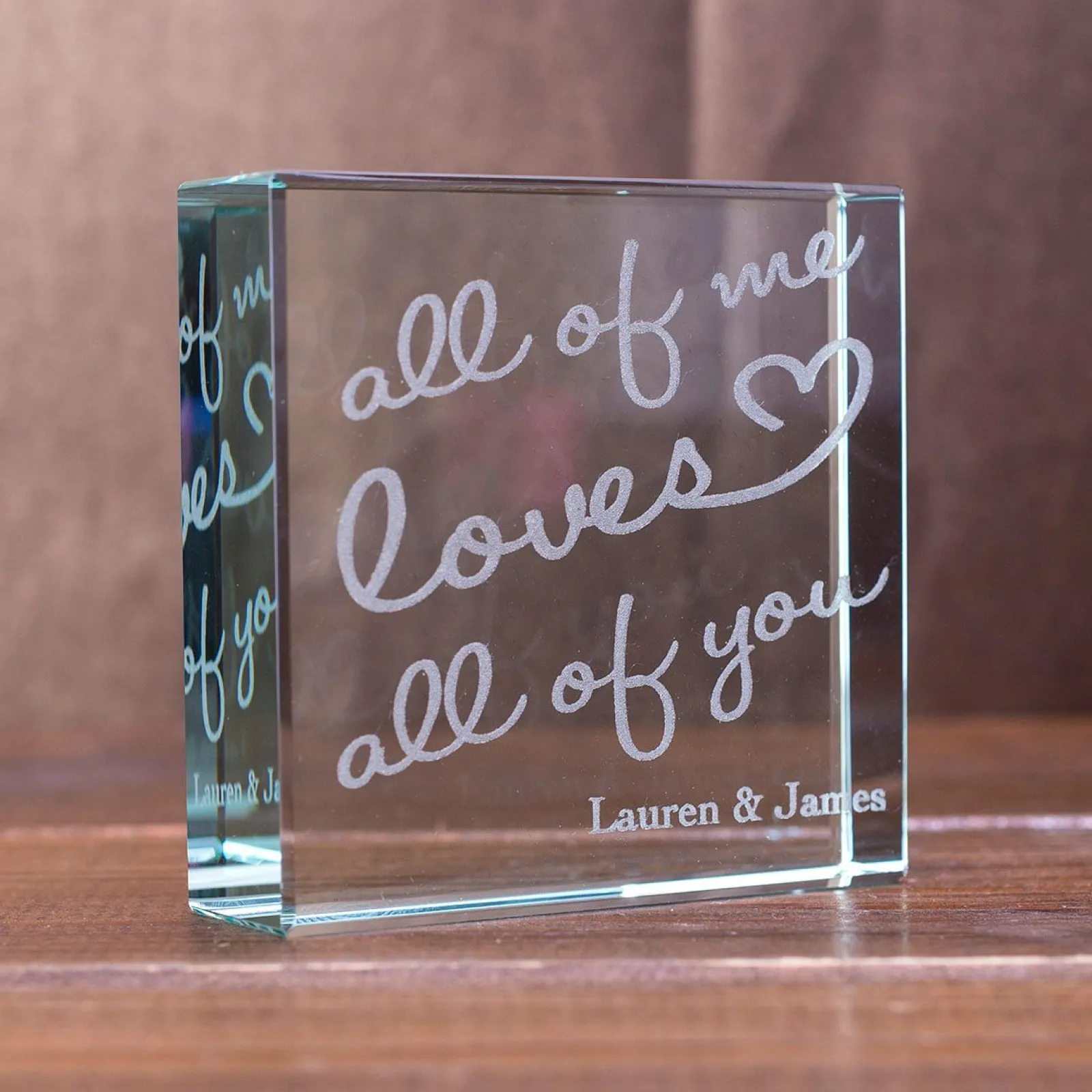 Card Factory Personalised Engraved Glass Token - All Of Me Loves All Of You
