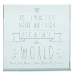 Card Factory Personalised Engraved Glass Token - You Are The World