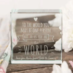 Card Factory Personalised Engraved Glass Token - You Are The World
