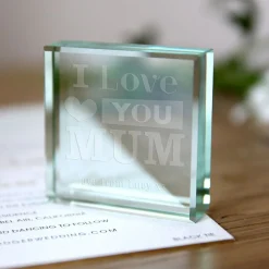 Card Factory Personalised Engraved Glass Token - I Love You Mum