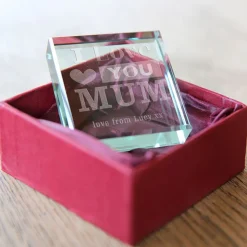 Card Factory Personalised Engraved Glass Token - I Love You Mum