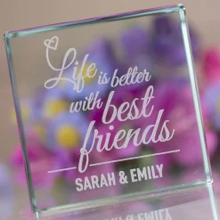 Card Factory Personalised Engraved Glass Token - Life Is Better With Best Friends
