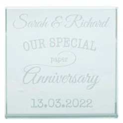 Card Factory Personalised Engraved Glass Token - Our Special Paper Anniversary