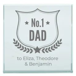 Card Factory Personalised Engraved Glass Token - No. 1 Dad
