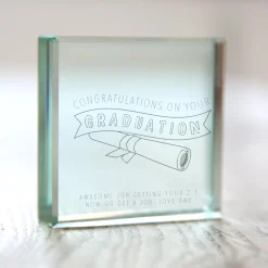 Best Personalised Engraved Glass Token - Congratulations On Your Graduation Personalised Jewellery And Keepsakes|Personalised Engraved Gifts