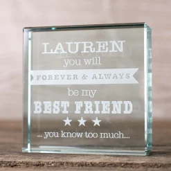 Sale Personalised Engraved Glass Token - Forever & Always My Best Friend Personalised Jewellery And Keepsakes|Personalised Engraved Gifts