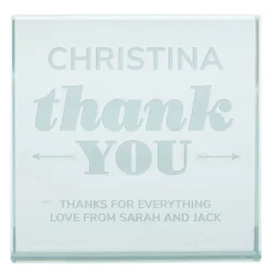 Card Factory Personalised Engraved Glass Token - Thank You Arrows