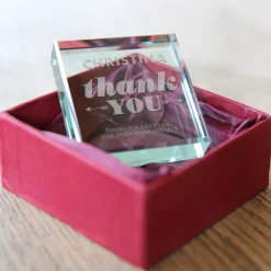 Card Factory Personalised Engraved Glass Token - Thank You Arrows