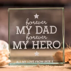 Hot Personalised Engraved Glass Token - Forever My Dad Personalised Jewellery And Keepsakes|Personalised Engraved Gifts