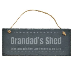 Card Factory Personalised Engraved Grandad's Shed Hanging Slate Sign