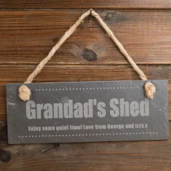 Card Factory Personalised Engraved Grandad's Shed Hanging Slate Sign