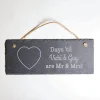 Card Factory Personalised Engraved Hanging Slate Sign - Heart Wedding Countdown