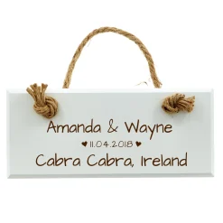 Outlet Personalised Engraved Hanging White Wooden Sign Personalised Canvas & Wall Art|Personalised Engraved Gifts