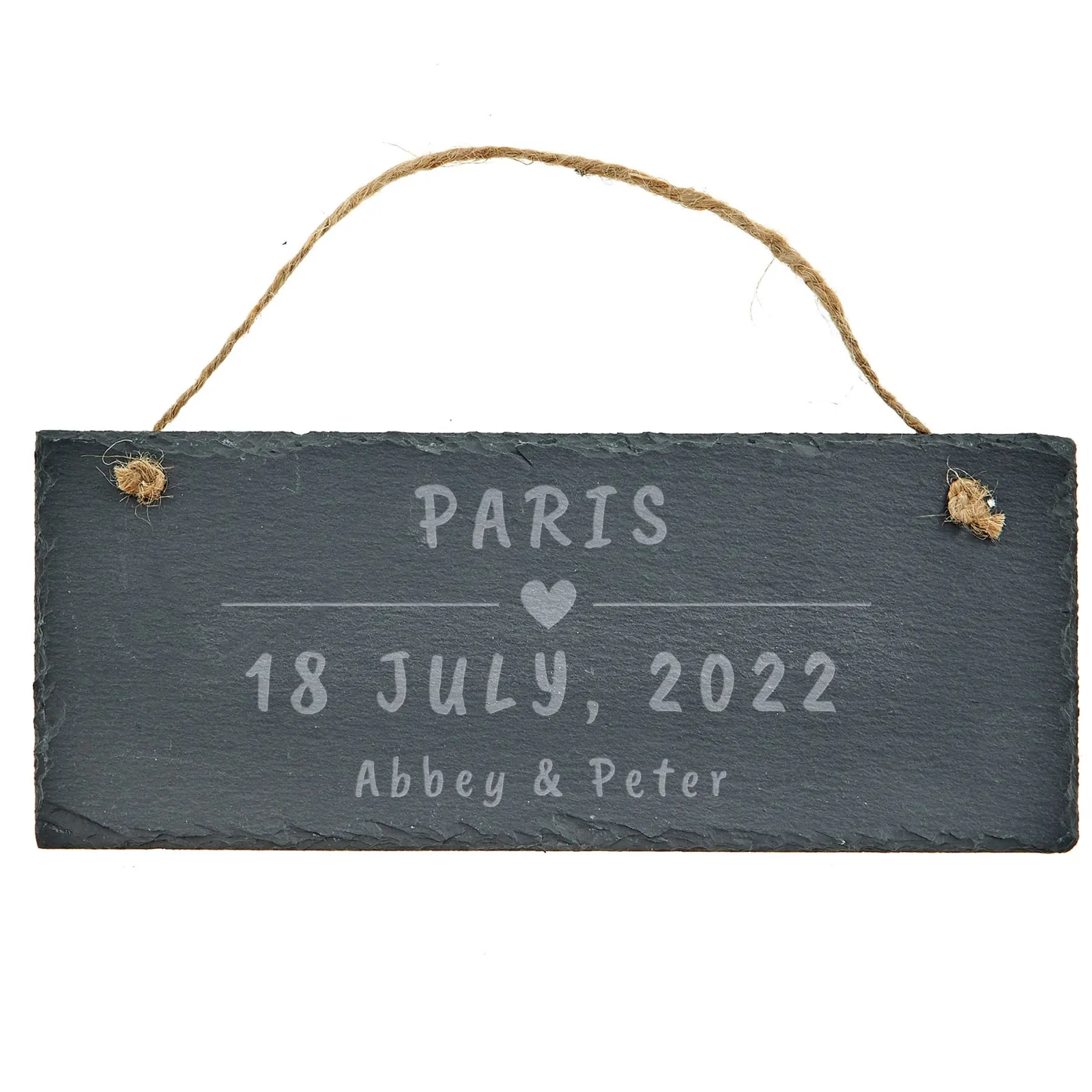 Card Factory Personalised Engraved Hanging Slate Sign - Romantic Location