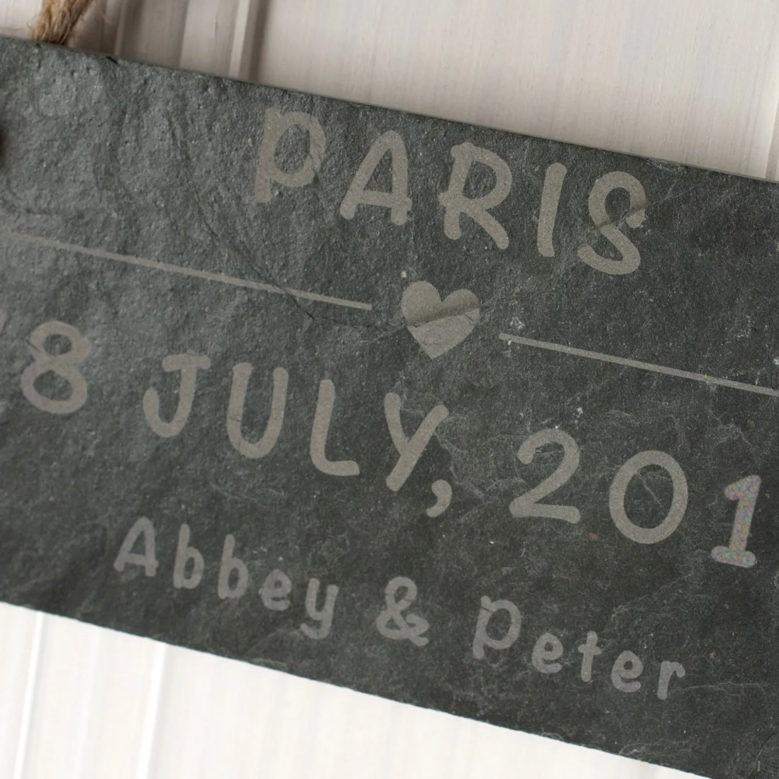 Card Factory Personalised Engraved Hanging Slate Sign - Romantic Location