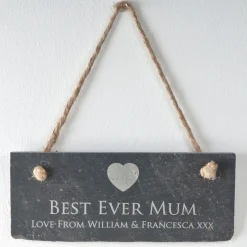 Clearance Personalised Engraved Hanging Slate Sign - Best Mum Ever Personalised Canvas & Wall Art|Personalised Engraved Gifts