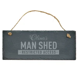 Outlet Personalised Engraved Hanging Slate Sign - Man Shed, Restricted Access Personalised Canvas & Wall Art|Personalised Engraved Gifts