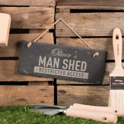 Outlet Personalised Engraved Hanging Slate Sign - Man Shed, Restricted Access Personalised Canvas & Wall Art|Personalised Engraved Gifts