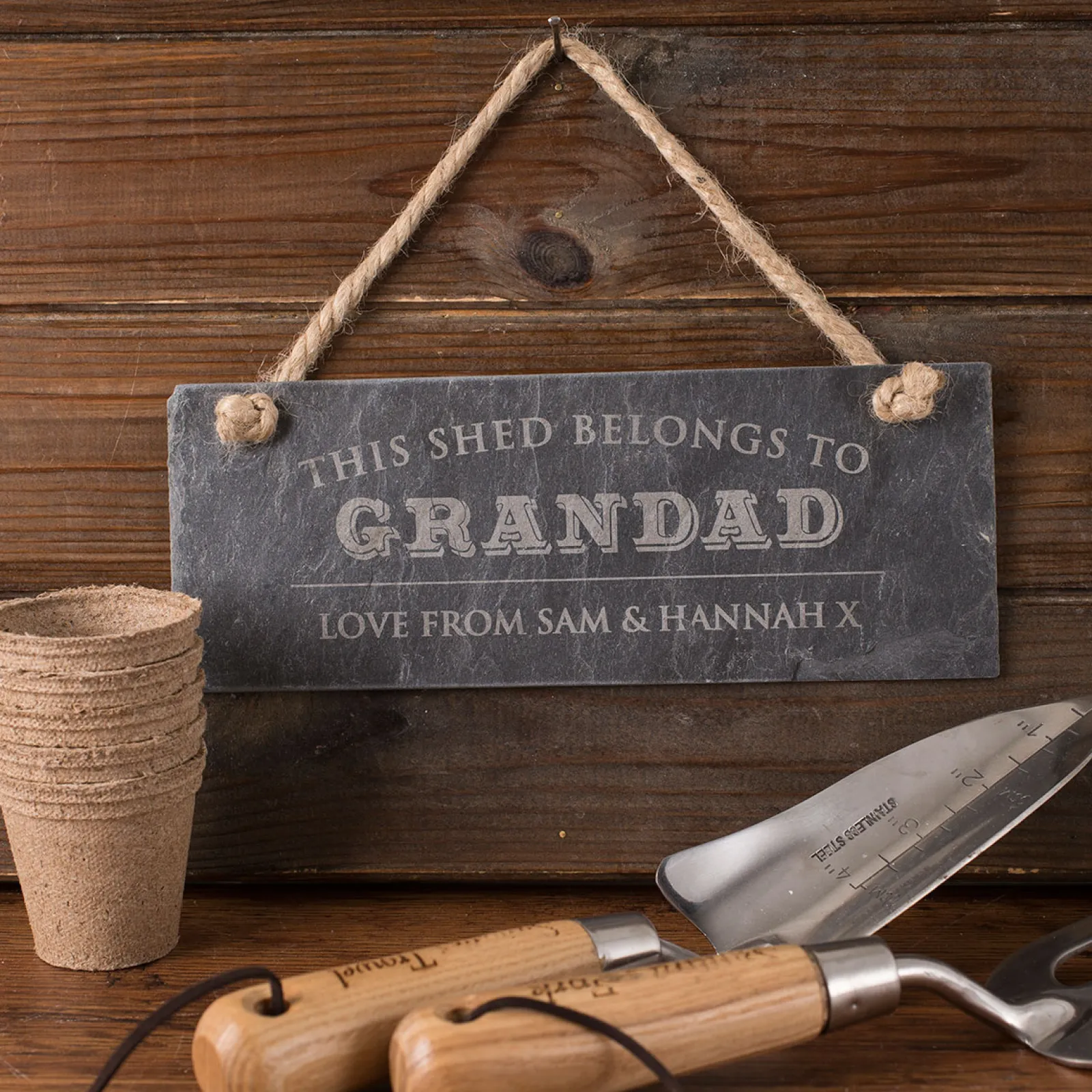 Card Factory Personalised Engraved Hanging Slate Sign - Grandad's Shed