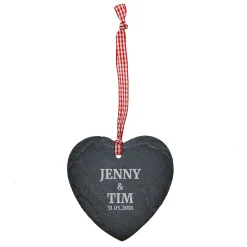 Outlet Personalised Engraved Heart-Shaped Slate Hanging Keepsake - Wedding Personalised Canvas & Wall Art|Personalised Engraved Gifts