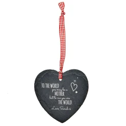 Sale Personalised Engraved Heart-Shaped Slate Hanging Keepsake - To The World... Personalised Jewellery And Keepsakes|Personalised Canvas & Wall Art