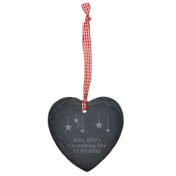 Kids Card Factory Personalised Engraved Heart-Shaped Slate Hanging Sign - Christening Day