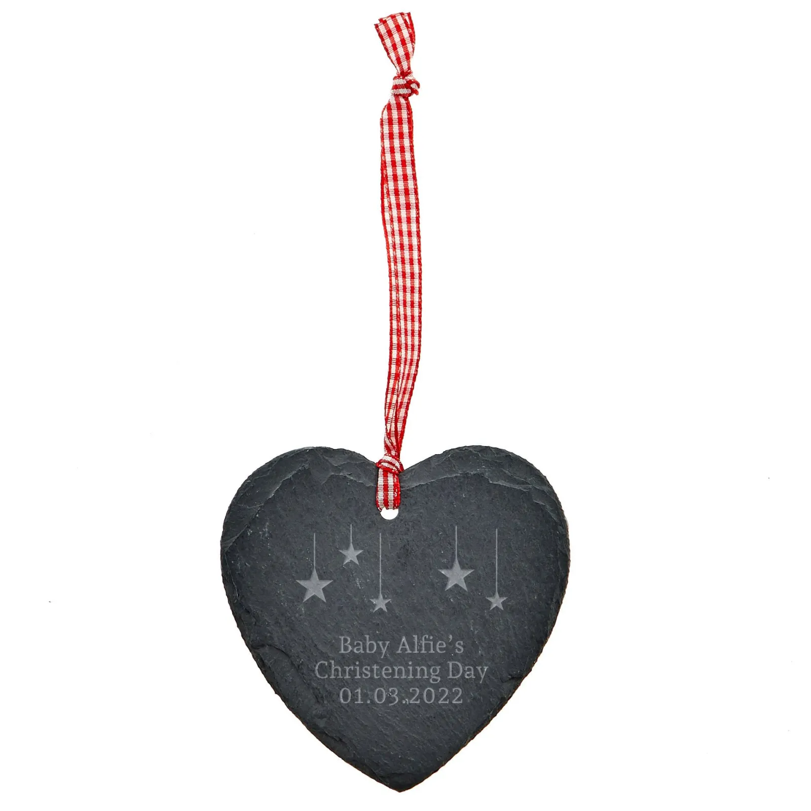 Kids Card Factory Personalised Engraved Heart-Shaped Slate Hanging Sign - Christening Day