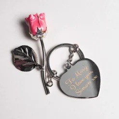Best Personalised Engraved Key Ring - Silver Plated Rose Personalised Jewellery And Keepsakes|Personalised Engraved Gifts