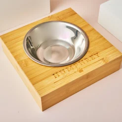 New Personalised Engraved Large Bamboo Pet Bowl - Name and Paw Print Gifts For Pets|Christmas Gifts